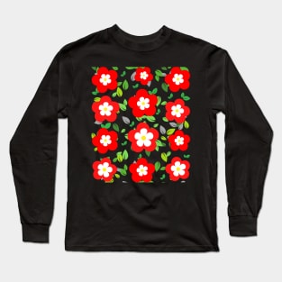 Red and white floral pattern Long Sleeve T-Shirt